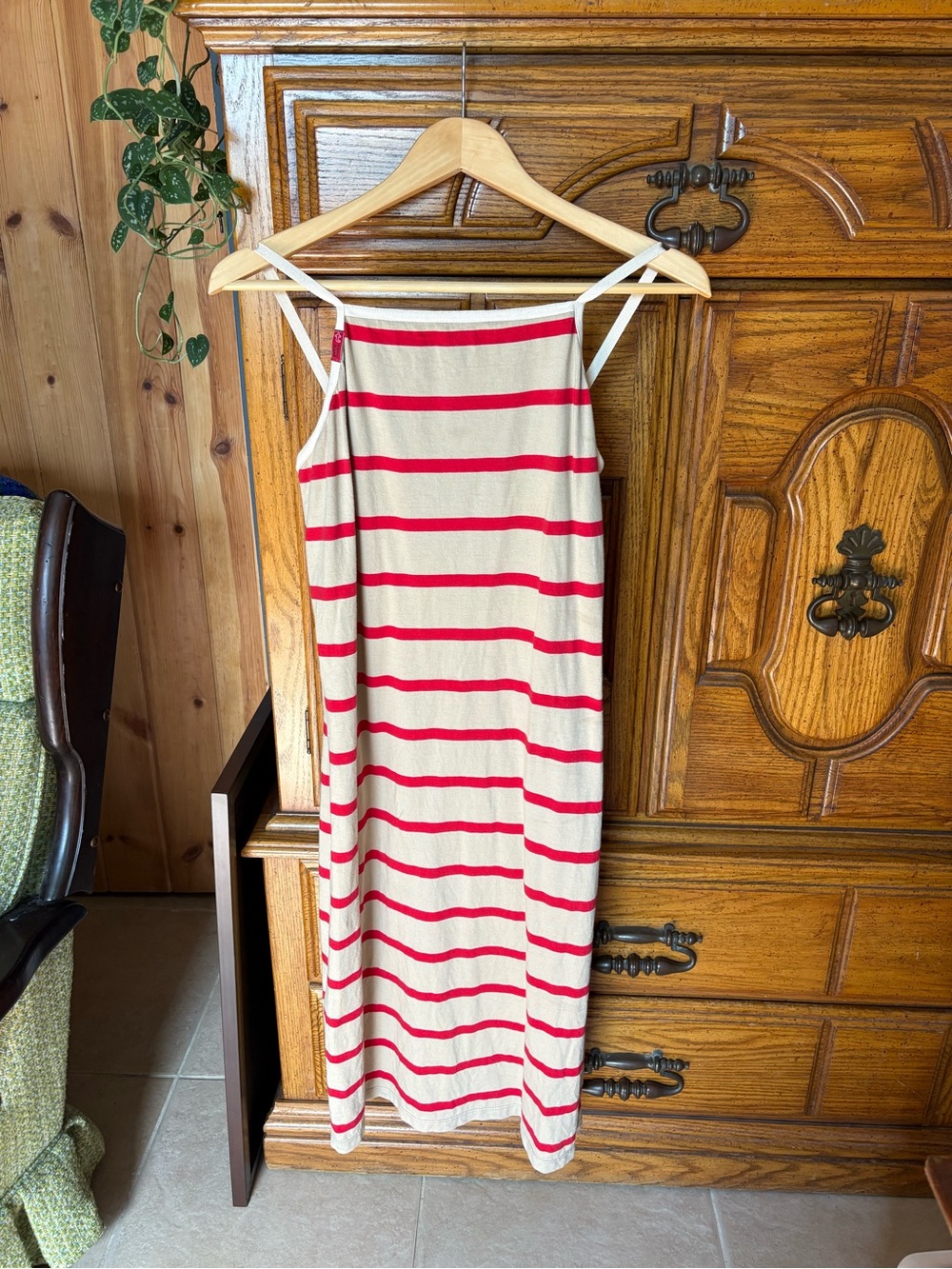 100% Cotton midi tan and red stripe Tommy Hilfiger dress